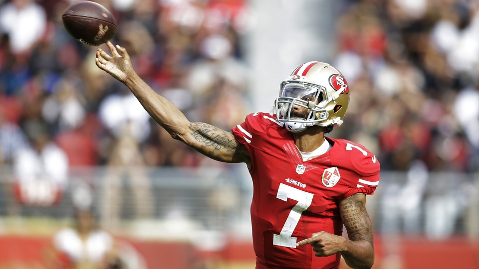 The former San Francisco 49ers quarterback Colin Kaepernick during the first half of an NFL football game against the New Orleans Saints in 2016