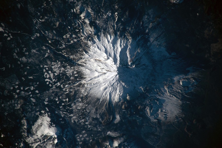 A top-down view of Mount Shasta