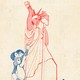 Archival poster from the 'Wages for Housework' campaign, depicting an illustration of Lady Liberty holding a broom in her left hand, cash in her right. Below, she has one foot set on a stack of dishes, while three children pull at her dress.