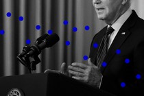 A photo of Biden with polling data superimposed