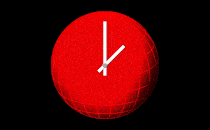Two clock hands rotate, with Earth as the clock face.