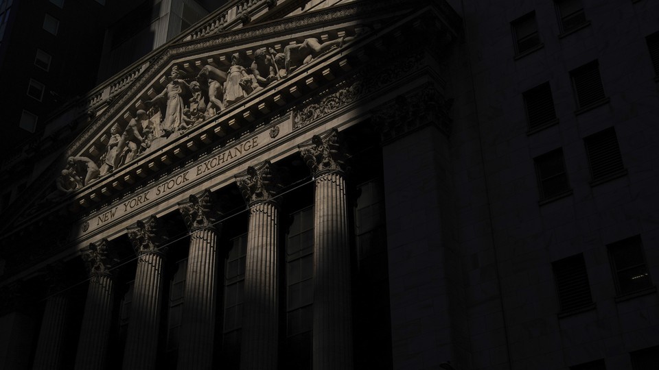 New York Stock Exchange shrouded in shadows