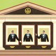 An illustration of three men in a Masonic lodge.