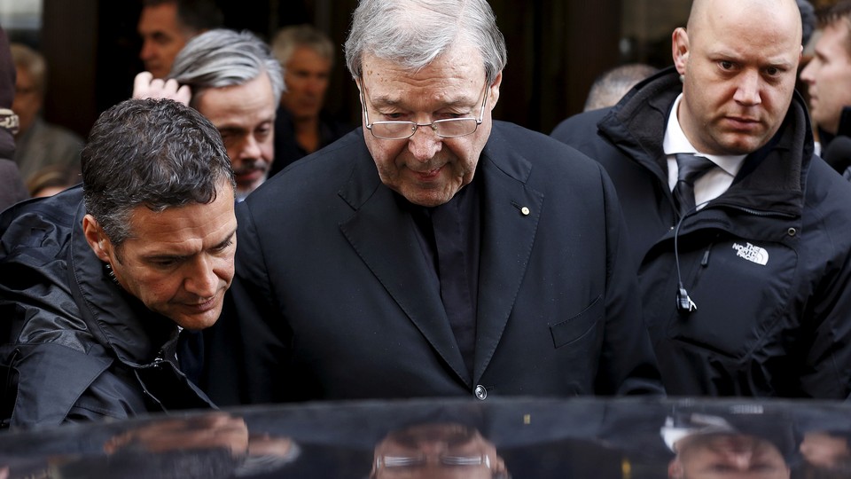 Pell leaves the Quirinale hotel in Rome on March 3, 2016.