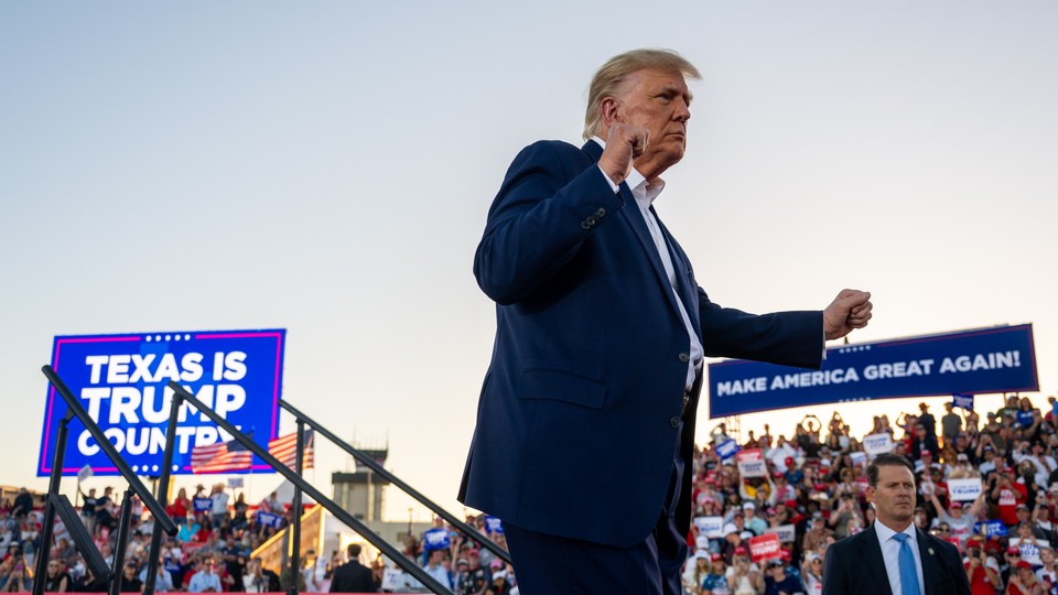 Trump stands on a stage in Waco, Texas