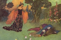 An illustration by Warwick Goble for Beauty and the Beast, 1913