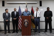 Police and University of Maryland officials address the fatal stabbing of Richard Collins III in a news conference on May 21, 2017. 