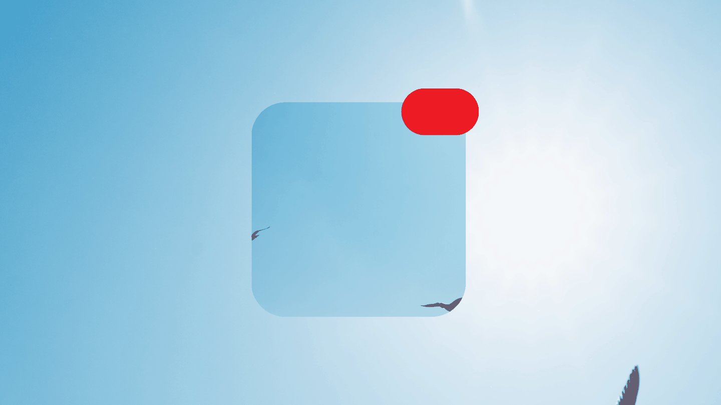 A square in the shape of an app on an iPhone screen shows the wings of two birds against a blue sky, and that square is against a blue sky