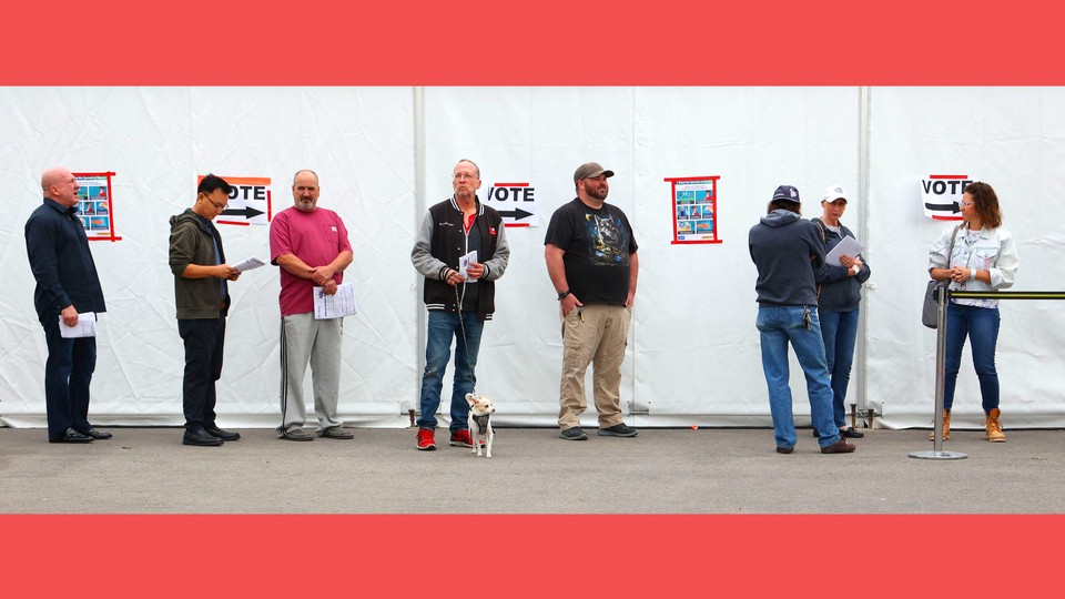 Voters waiting in line