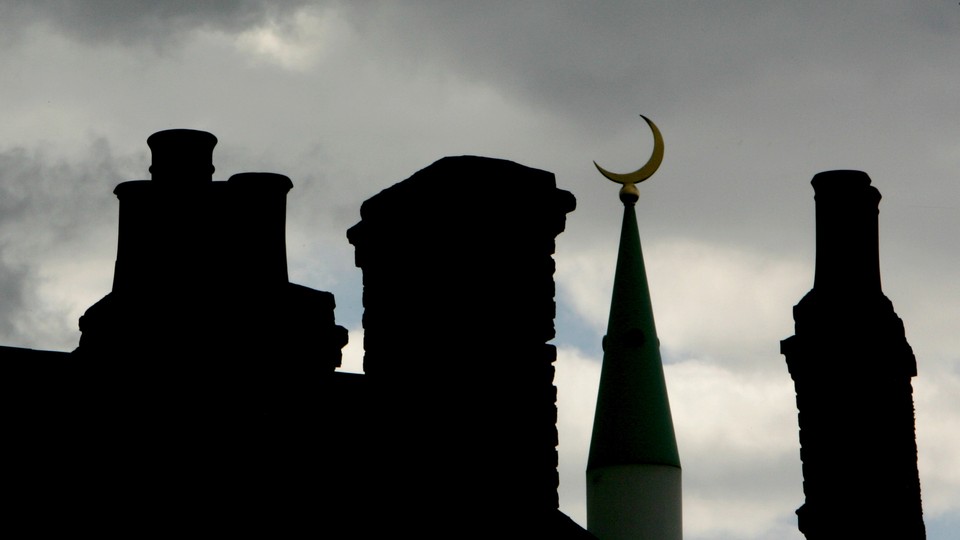 An Islamic crescent pictured at a mosque in London on August 11, 2006. 