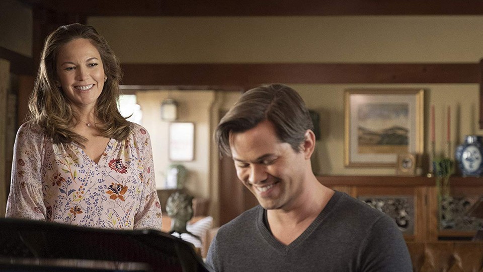 Diane Lane (Katherine) and Andrew Rannells (David) star in "Bright and High Circle," an episode of Matthew Weiner's Amazon show, "The Romanoffs"