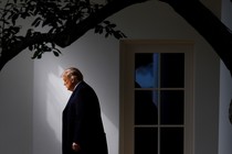 Trump walking in the shadows