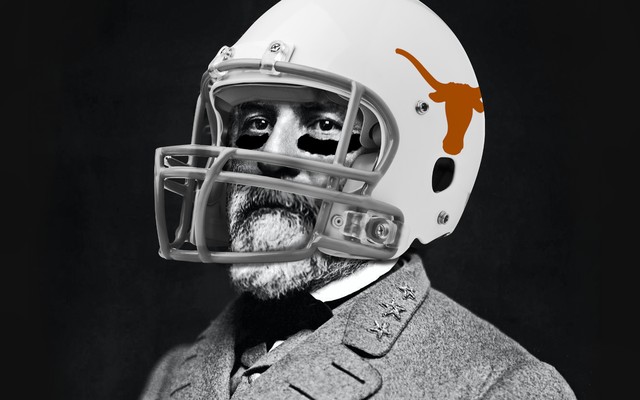 General Robert E. Lee dressed as a University of Texas football player