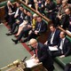 Boris Johnson delivers a speech at the dispatch box in Parliament's House of Commons.