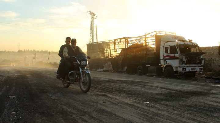 The site of Monday's airstrike that destroyed an aid envoy