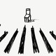 Illustration of a chair with black guns aimed at it