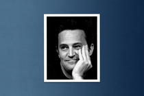 Photograph of Matthew Perry on a blue background