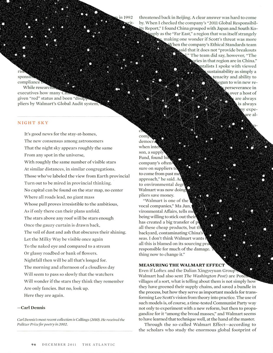The actual page Night Sky was published on, with a band of starry night sky across the page 