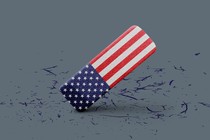 An American flag eraser