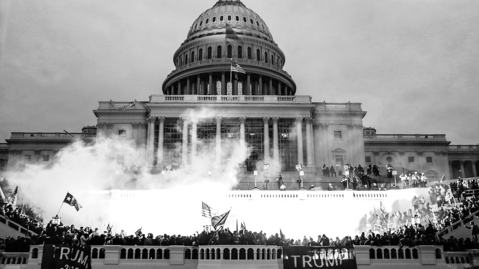 The U.S. Capitol surrounded by Trump supporters
