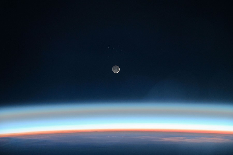 The moon, seen above the Earth's atmosphere