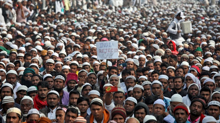 Protesters at a rally in Kolkata