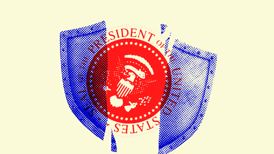 An illustration of the seal of the President of the United States covered by a broken shield