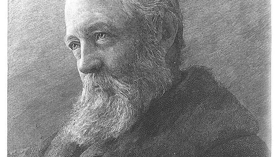 A black and white drawing of Frederick Law Olmsted