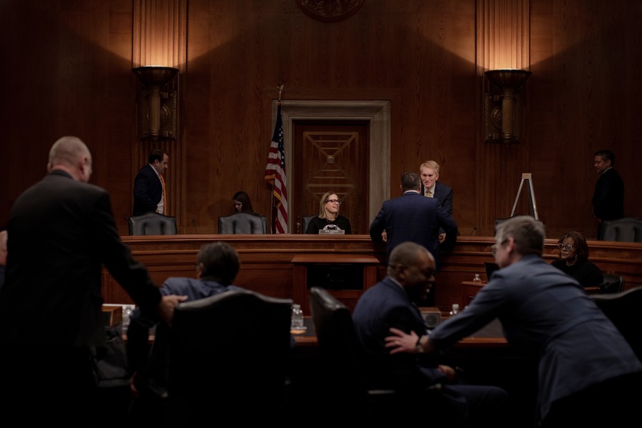 Photograph of Kyrsten Sinema at a committee hearing in Washington DC