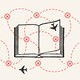An original illustration of planes cris-crossing an open book.
