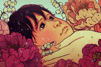 an illustration of a baby surrounded by flowers