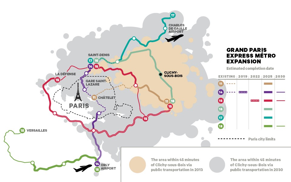 Map of the Grand Paris Express, Europe's Largest Transit Expansion Project  - The Urbanist