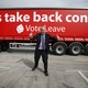 London Mayor Boris Johnson gestures in front of a Leave campaign bus