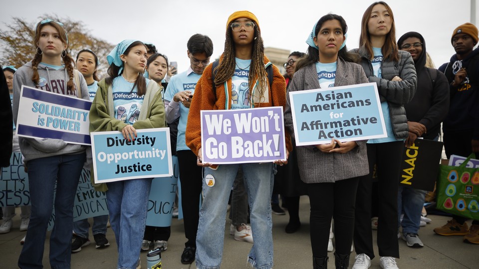 A photo of young pro–affirmative action demonstrators
