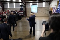 Former president Donald Trump arrives for a rally