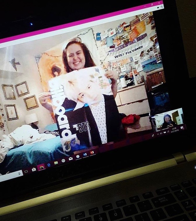 Haley and Anna videochatting.