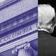 A photo-illustration showing Columba University, Nikolay Kropachev, and Donald Trump