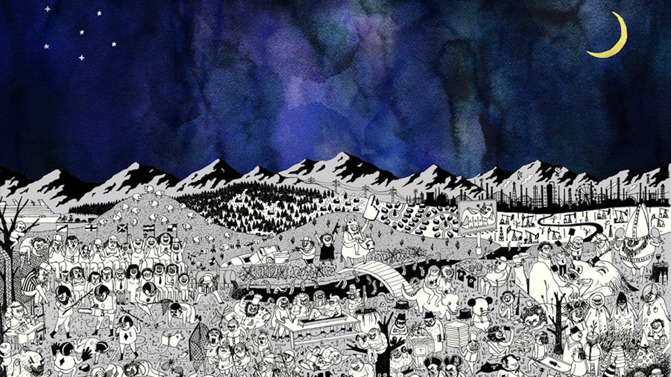 A detail from the cover of 'Pure Comedy'