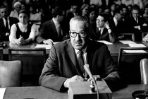 Solicitor General Thurgood Marshall testifies before the Senate Judiciary Committee in his confirmation hearing for the Supreme Court