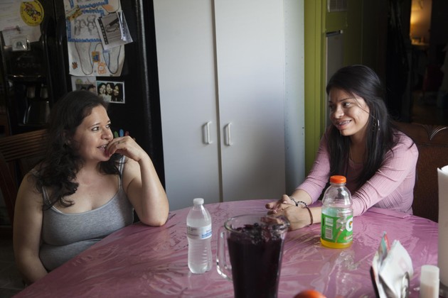 Maria Cantu (left) doesn't want her daughter Janeth (right) to go too far from the mobile home park where she's grown up in Conover, North Carolina, when she goes to college.