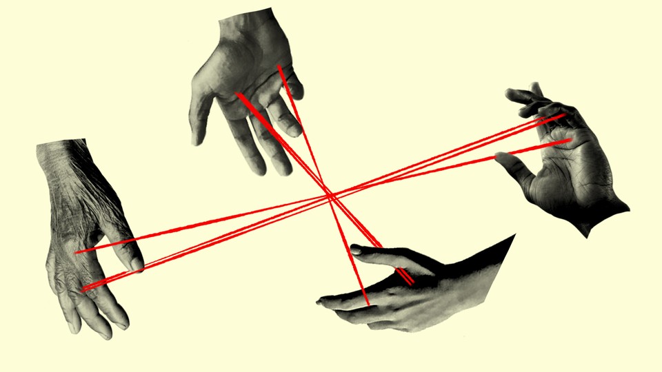An illustration of hands with string
