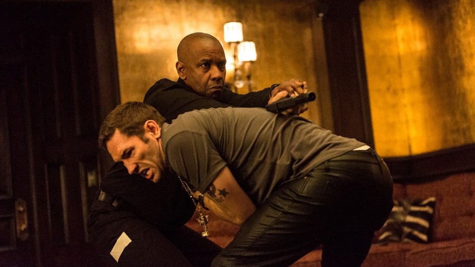 Denzel Washington and Nash Edgerton in a scene from “The Equalizer.”