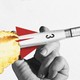A syringe on the end of a rocket