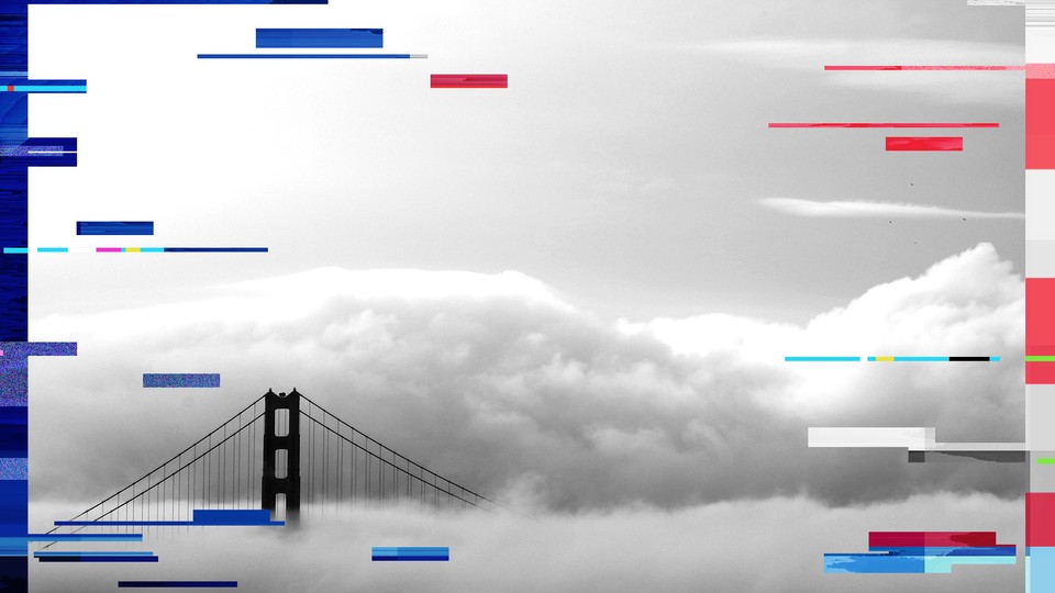 Fog envelops the Golden Gate Bridge in San Francisco, California.