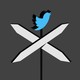 Twitter's bird logo atop an X