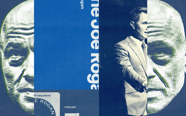 Collage showing Joe Rogan, Douglas Murray, and promotional material for Rogan's podcast