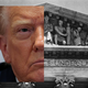 A photo-illustration of President Trump's face next to the Supreme Court building