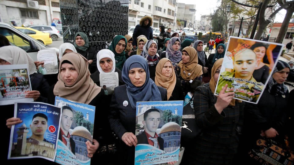 A protest in the West Bank city of Hebron on January 4, 2017