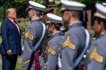 Trump looks at cadets at West Point
