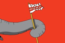 An elephant waving a D.C. flag